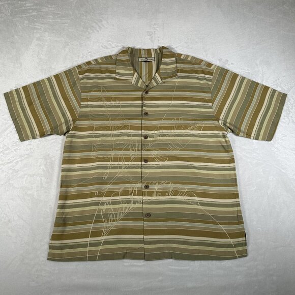 Tommy Bahama Other - Tommy Bahama Shirt Men Size L Striped Hawaiian Tropical Short Sleeve 100% Silk